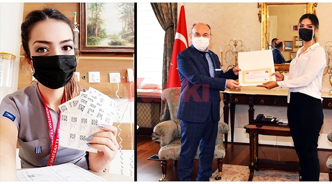 Bir günde 444 aşı yapan 'Dilan Hemşire'ye başarı belgesi