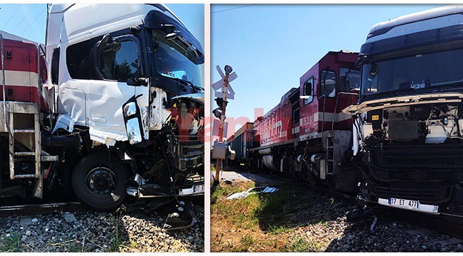 Ahmetli'de tren ile TIR'ın çarpıştığı kaza ucuz atlatıldı