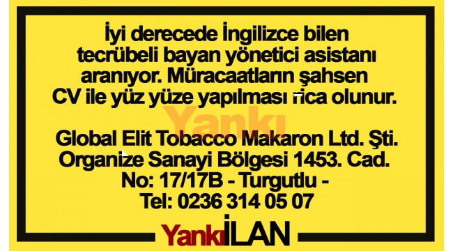 Tecrübeli bayan yönetici asistanı aranıyor