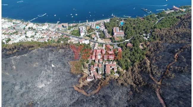 Marmaris'te yangından zarar gören alanlar havadan görüntülendi