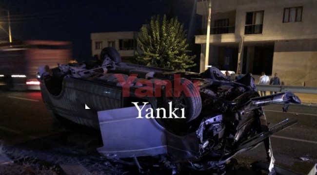Takla atan minibüste 2'si çocuk 5 kişi yaralandı