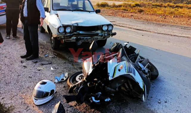 Otomobille çarpışan motosikletin sürücüsü yaralandı