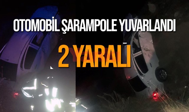 Şarampole uçan otomobilde 2 kişi yaralandı
