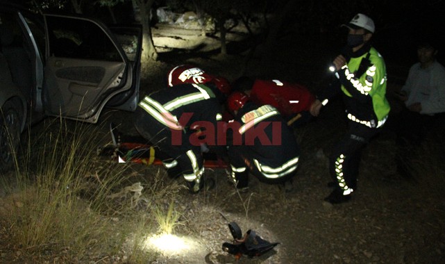 Uçuruma yuvarlanan otomobilin sürücüsü yaralandı