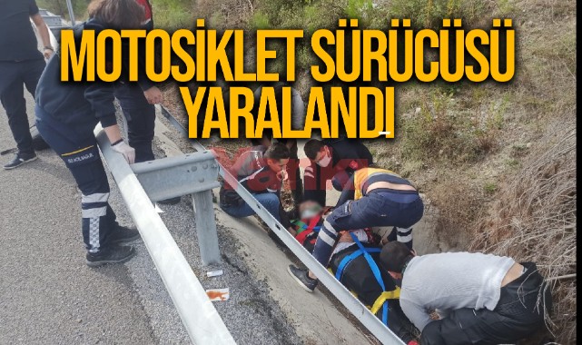 Bariyerlere çarpan motosikletin sürücüsü yaralandı