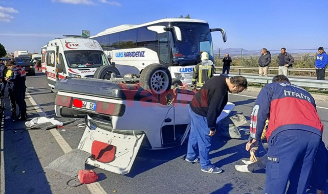 Otomobil bariyerlere çarpıp takla attı: 1 ölü, 1 yaralı