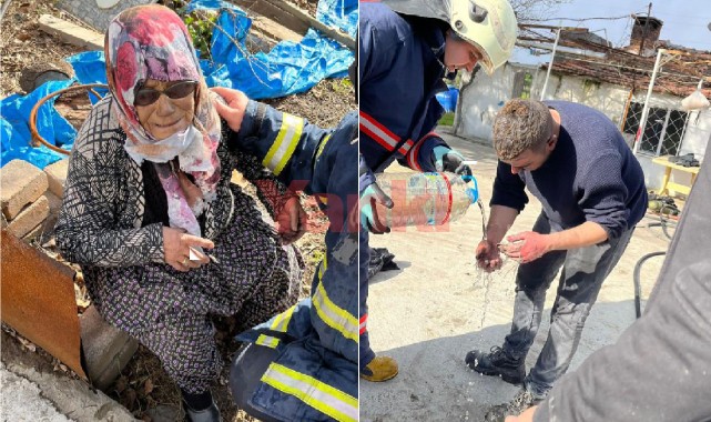 Yangında mahsur kalan anneanne ve torunu kurtarıldı
