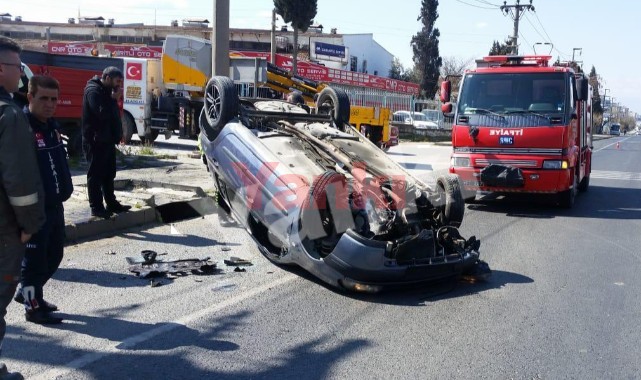 Takla atan otomobilin sürücüsü yaralandı