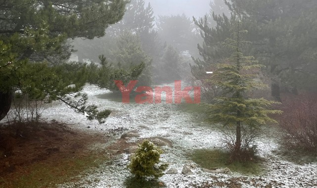 Spil Dağı'na nisanda kar yağdı