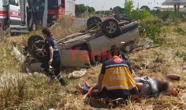 Yoldan çıkan otomobil üzüm bağına uçtu: 2 yaralı