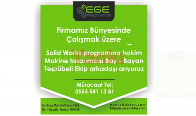 Makine tasarımcısı tecrübeli ekip arkadaşı aranıyor