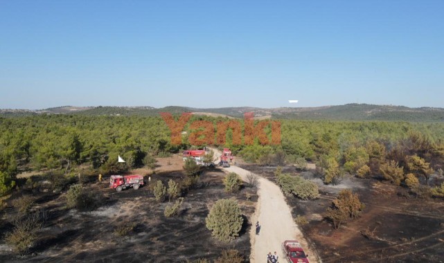 Büyükşehir itfaiyenin İHA'sı yangının büyümesini önledi