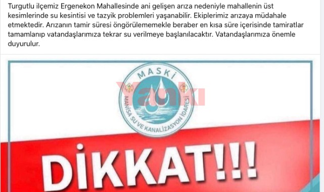 MASKi'den Ergenekon'daki su kesintisine ilişkin açıklama