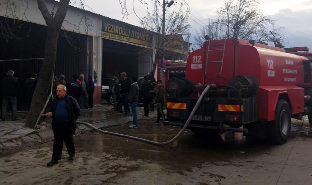 Sanayi sitesindeki oto boyama dükkanında yangın