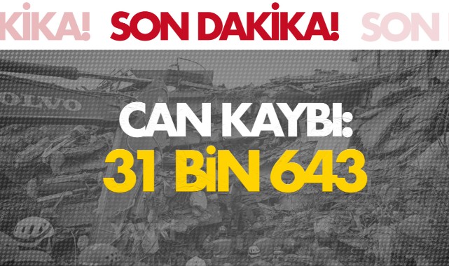 Depremde hayatını kaybedenlerin sayısı 31 bin 643'e yükseldi