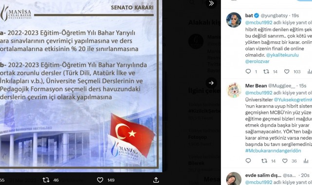 Manisa CBÜ Senatosunun aldığı karar tepkiye neden oldu