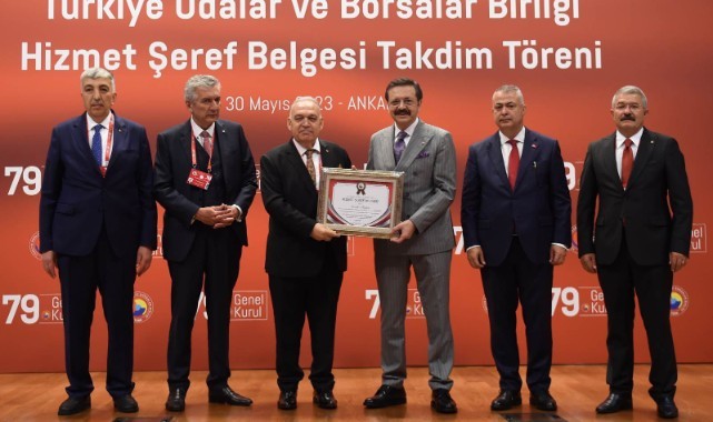 Başkan Aydın, TOBB Hizmet Şeref Belgesi Aldı