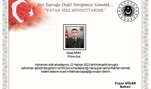 Taciz atışı sonucunda yaralanan Piyade Uzman Çavuş Alpay Aras, tedavi gördüğü hastanede şehit oldu