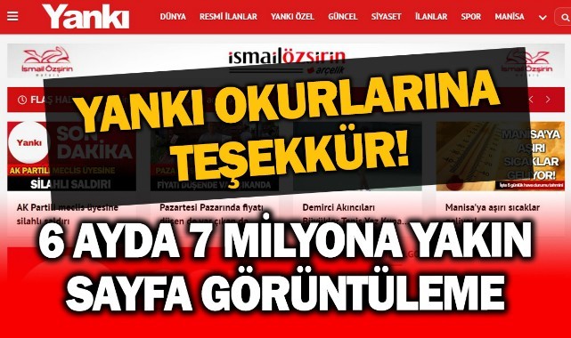 Yankı okurlarına teşekkür! 6 ayda 7 milyona yakın sayfa görüntüleme