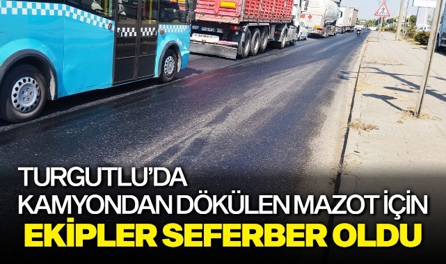 Kamyondan dökülen mazot için ekipler seferber oldu
