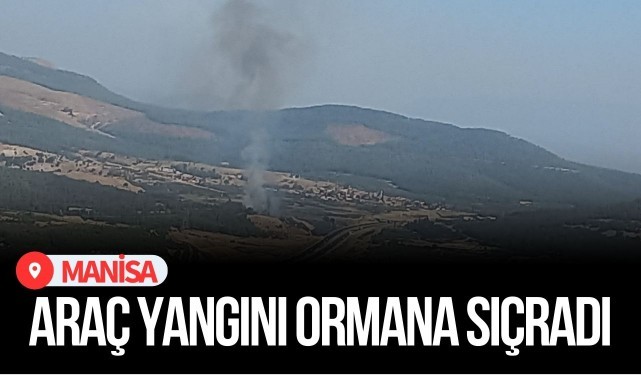 Manisa'da araç yangını ormana sıçradı!