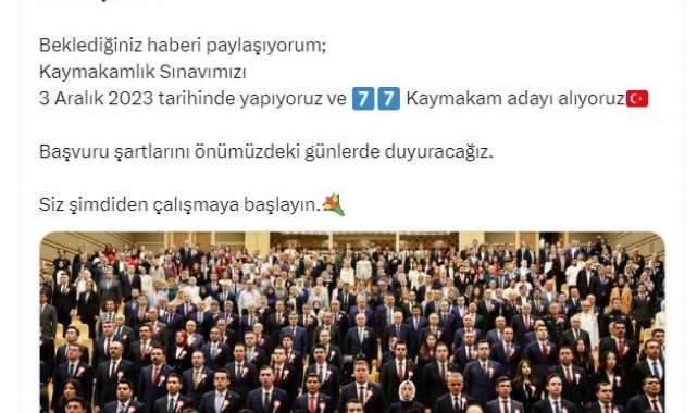 İçişleri Bakanı Yerlikaya, 77 kaymakam adayı alınacağını duyurdu