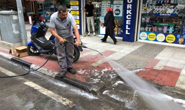 Şehzadeler'de konteynerler ve çevresi dezenfekte ediliyor