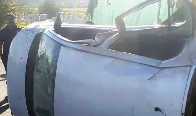 Turgutlu'da kaza! Takla atan otomobilin sürücüsü yaralandı