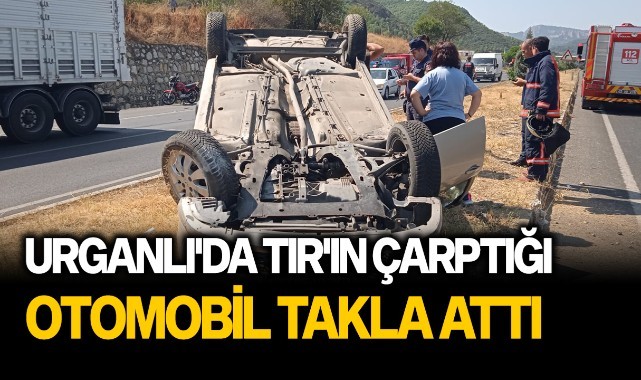 Urganlı'da TIR'ın çarptığı otomobil takla attı: 1 yaralı