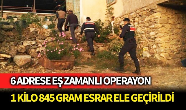 6 adrese eş zamanlı operasyon; 1 kilo 845 gram esrar ele geçirildi
