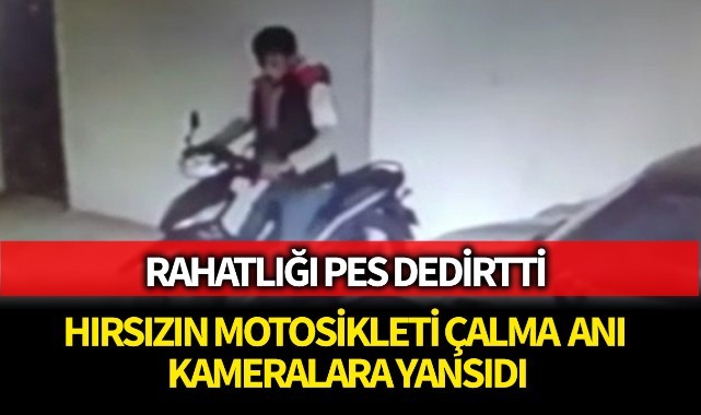 Motosiklet hırsızı kameraya yakalandı! Rahatlığı dikkat çekti!
