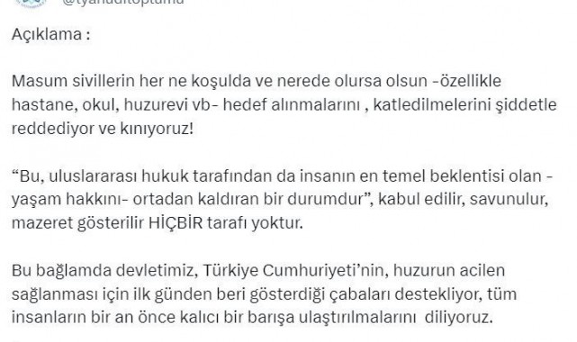 Türk Yahudi Toplumu İsrail'in hastaneye saldırısını kınadı