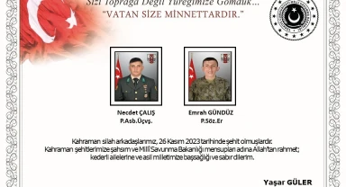 Pençe-Kilit operasyon bölgesinde 2 asker şehit oldu