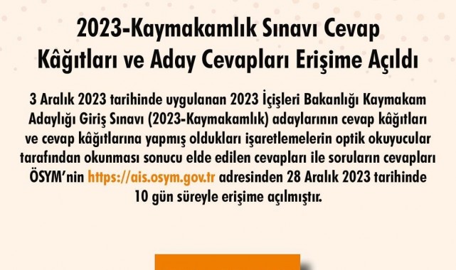 Kaymakamlık sınavı sonuçları açıklandı