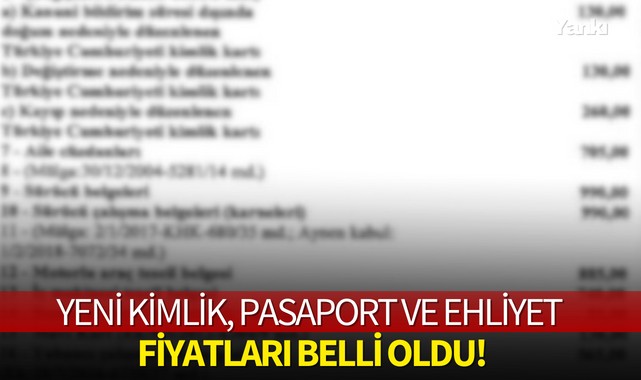 Yeni kimlik, pasaport ve ehliyet fiyatları belli oldu!