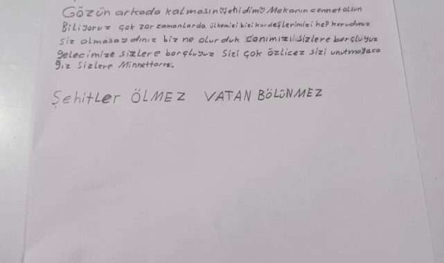 Koruma altındaki çocuklardan,Mehmetçiğe mektup duygulandırdı