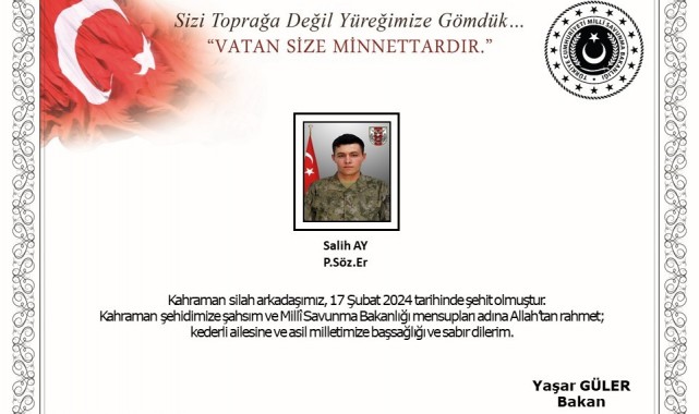 Pençe-Kilit Operasyonu'nda 1 askerimiz şehit oldu
