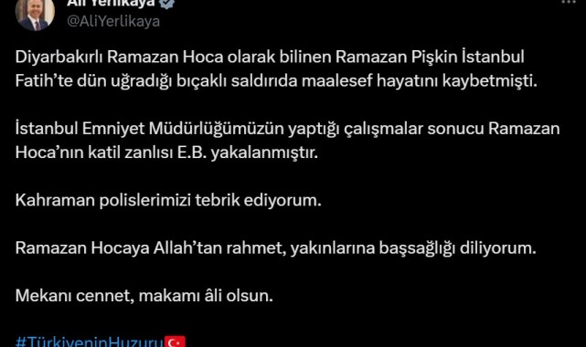 Ramazan Hoca'yı öldüren şahıs yakalandı