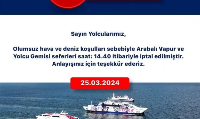 İzmir'de vapur seferleri iptal edildi!