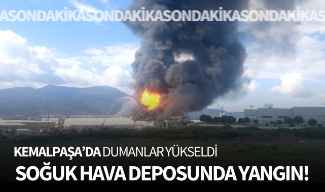 Kemalpaşa'da dumanlar yükseldi: Soğuk hava deposunda yangın!