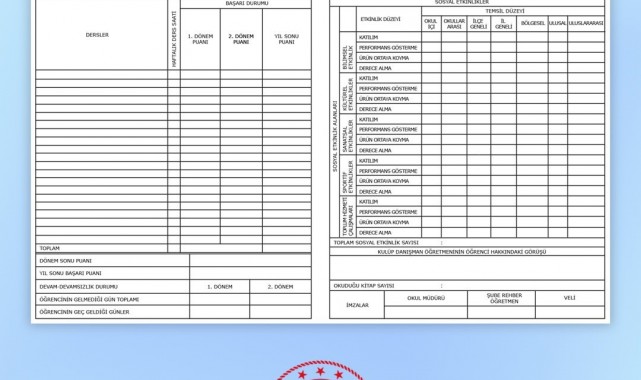 Öğrencilere sosyal etkinlik içerikli yeni karneler dağıtılacak