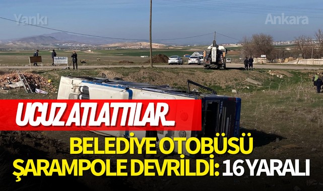 Ucuz atlattılar! Belediye otobüsü şarampole devrildi: 16 yaralı..