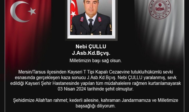 İçişleri Yerlikaya'dan kazada şehit olan asker için taziye mesajı