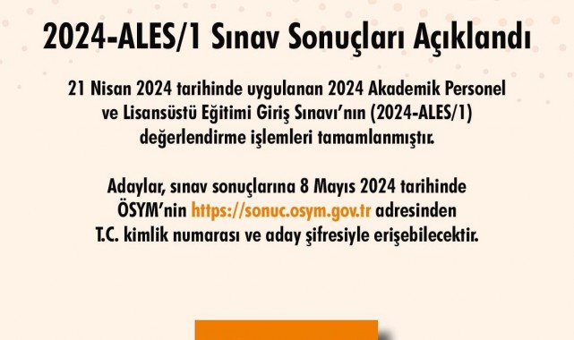 2024-ALES1 sonuçları açıklandı
