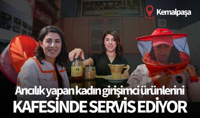 Arıcılık yapan kadın girişimci ürünlerini kafesinde servis ediyor
