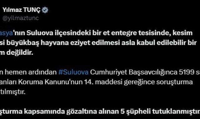 Büyükbaş hayvana eziyet edilmesi olayında 5 şüpheli tutuklandı