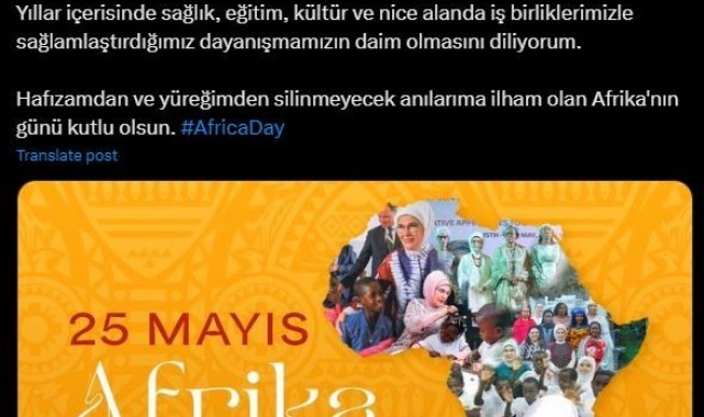 Emine Erdoğan'dan "Afrika Günü" paylaşımı