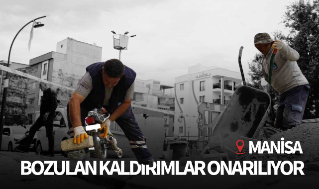 Manisa'da bozulan kaldırımlar onarılıyor