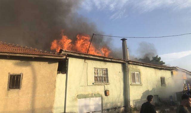 Manisa'da çıkan yangında 2 ev ve 1 iş yeri hasar gördü