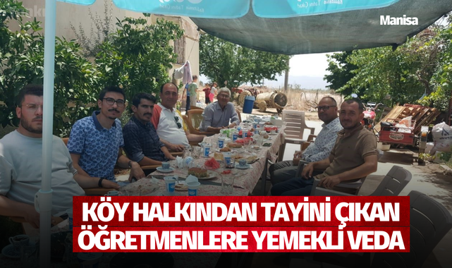 Köy halkından tayini çıkan öğretmenlere yemekli veda